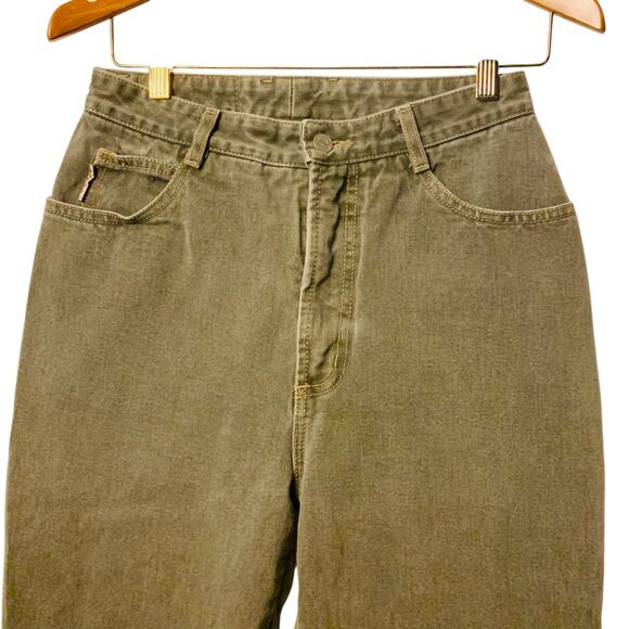 Bongo by Gene Montesano (Vintage 90s High Rise Relaxed Fit Tapered Jeans olive - Picture 6 of 7